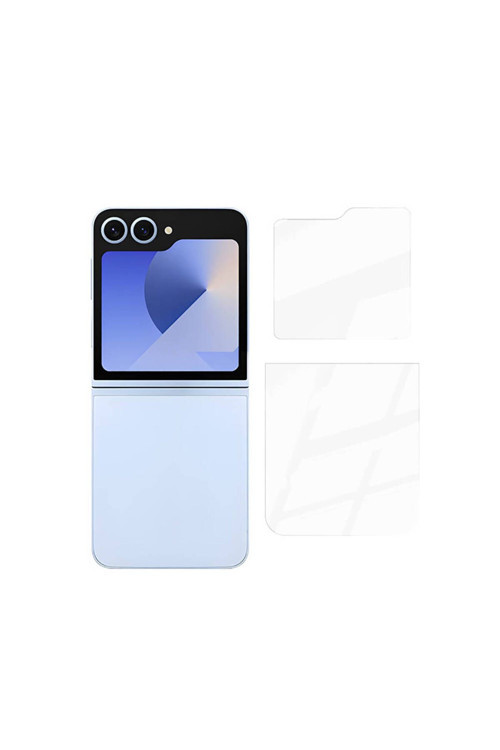 Nsm Galaxy Z Flip 6 Zore Etnaa 2İn1 Cam Ekran Koruyucu-Şeffaf