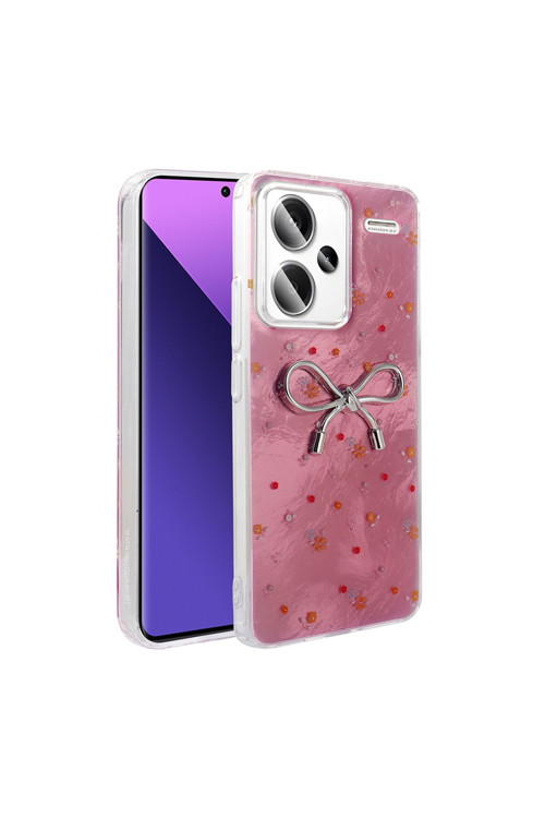 Redmi Note 13 Pro Plus 5G Kılıf Kamera Korumalı Figürlü Zore Ponti Silikon Kapak - Açık Pembe