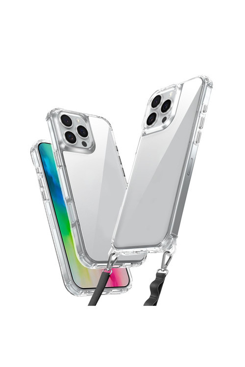 İphone 16 Pro Max Kılıf Airbagli Takılabilir Askı Aparatlı Zore Snap Silikon Kapak-Şeffaf