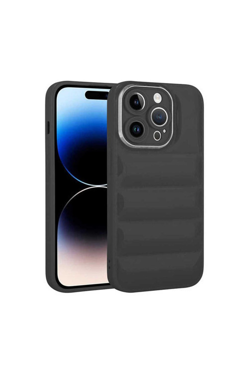 İphone 14 Pro Uyumlu Kamera Korumalı Parlak Airbag'Li Zore Galya Kılıf-Siyah