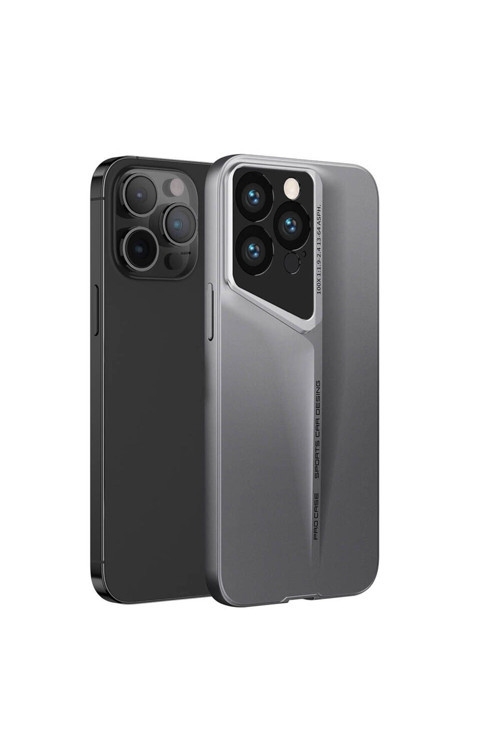 Apple İphone 15 Pro Kılıf Ultra İnce Kamera Korumalı Sert Rubber Zore Procase Kapak-Titanyum-Gri