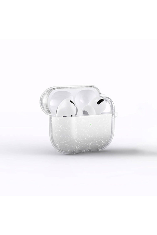 Air Pods 3. Nesil Zore Allstar Airbag 32 Parlayan Simli Saydam Renkli Kılıf-Şeffaf