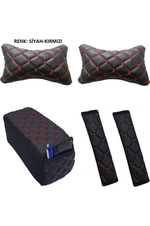 Clio 4 Emniyet Kemer Konforu+Kolçak+Boyunluk 2012-2019 Arası Siyah Kırmızı