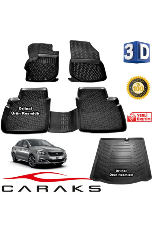 Peugeot 301 3D Havuzlu Paspas + 3D Bagaj Havuzu 2012-2020 Arası Marka
