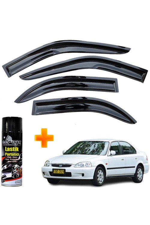 Honda Civic Mügen Cam Rüzgarlığı Sedan 1996-2001 Arası 4 Lü Takım +500Ml Lastik Parlatıcı