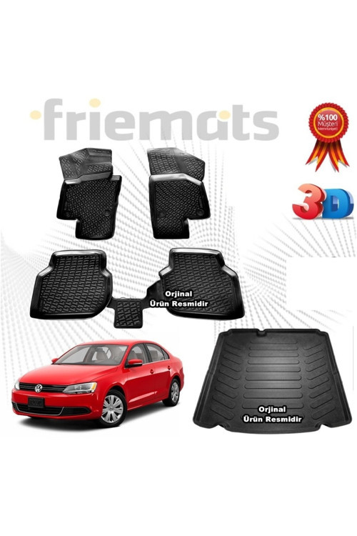 Vw Jetta 3D Havuzlu Paspas + 3D Bagaj Havuzu (Cepsiz) 2011-2015 Arası