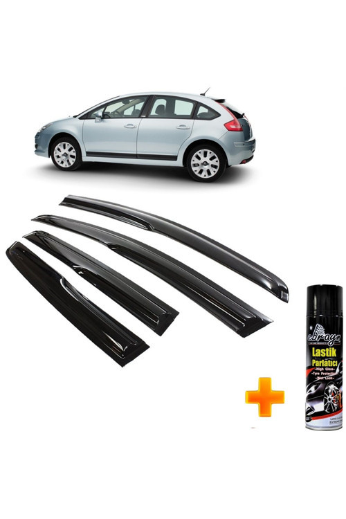 Citroen C4 Mügen Cam Rüzgarlığı Hb 2005-2010 Arası 4 Lü Takım +500Ml Lastik Parlatıcı