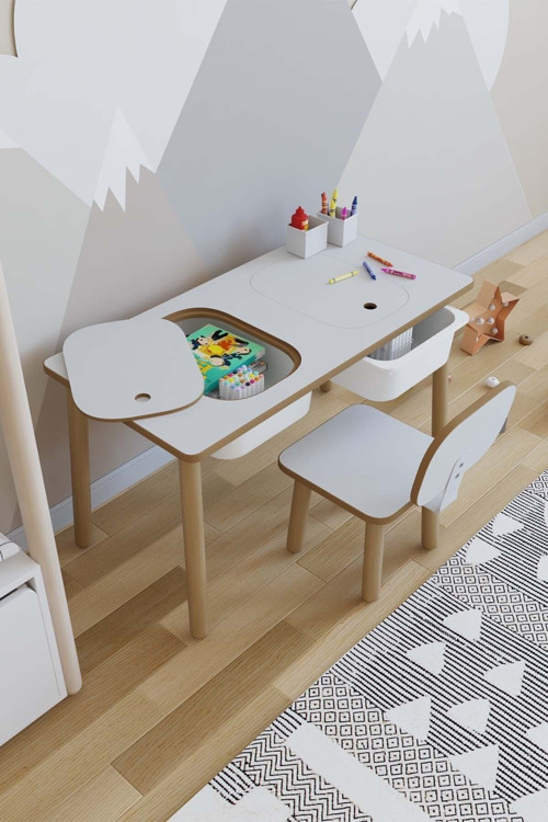 Montessori Çocuk Masası - Oyun Masası - Aktivite Masası - Çalışma Masası - Etkinlik Masası