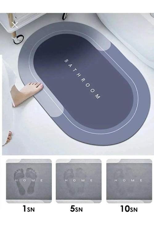 Sihirli Su Emici Banyo Paspası Kaymaz Tabanlı Abdest Paspası Yuvarlak 3,5 Mm 40X60