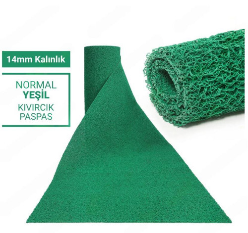 120X500CM YEŞİL KIVIRCIK PASPAS-HALI KAYMAZ YOLLUK LİDYA 14MM