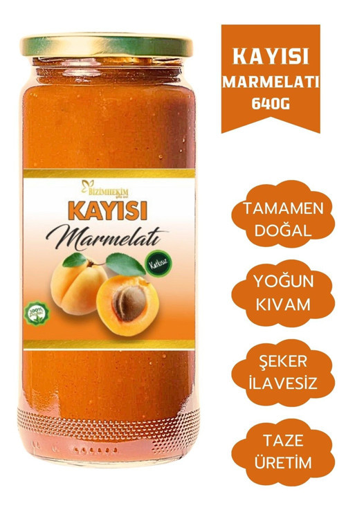 %100 Doğal Kayısı Marmelatı 640 Gr %80 Meyve- Katkı Maddesi Renklendirici Ve Koruyucu İçermez