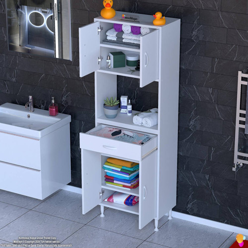 ARDA Banyo Dolabı 60x173x32,5cm 1 çekmece 4 kapak ve 6 raflı İhtiyaca uygun kolay kurulum