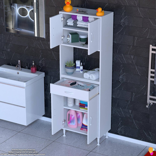 ARDA Banyo Dolabı 55x173x32,5cm 1 çekmece 4 kapak ve 5 raflı İhtiyaca uygun kolay kurulum