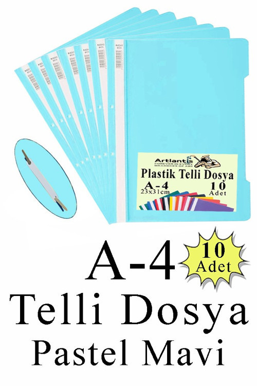 Telli Dosya Plastik A4 10 lu 1 Paket Poşet Dosyalara Uyumlu Ekonomik Kaliteli Şeffaf Kapak Telli Dosya Okul Büro Ofis