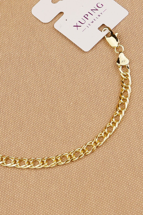 Xuping Vip Marka İç İçe Halka Sade Zincir Bileklik Altın Rengi Kararmaz En:5Mm 19Cm