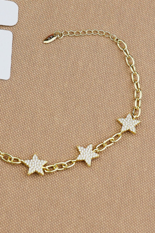 Xuping Vip Bileklik - Xuping Zirkon Taşlı Yıldız Zincir Şık Gold Bileklik Kararmaz16+3Cm