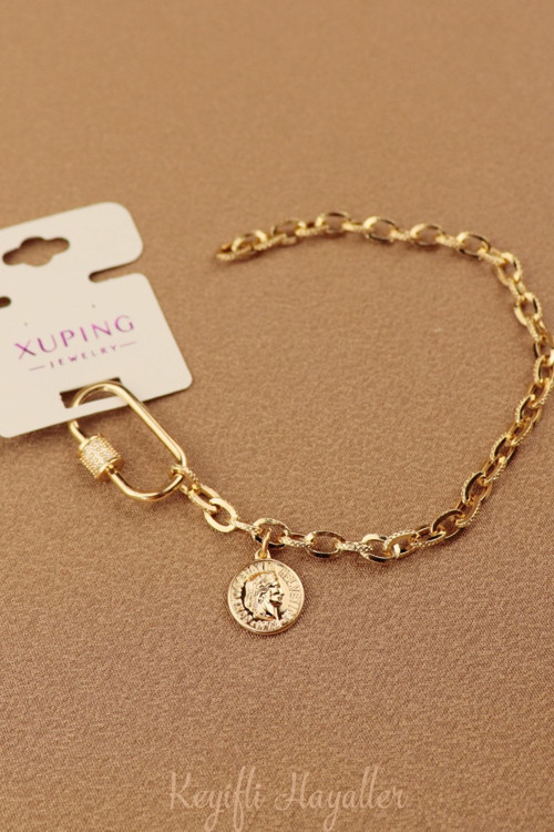 Xuping Bileklik - Vip Kilitli Model Zirkon Taşlı Xuping Zincir Bileklik Rose 17 Cm Yeni Sezon