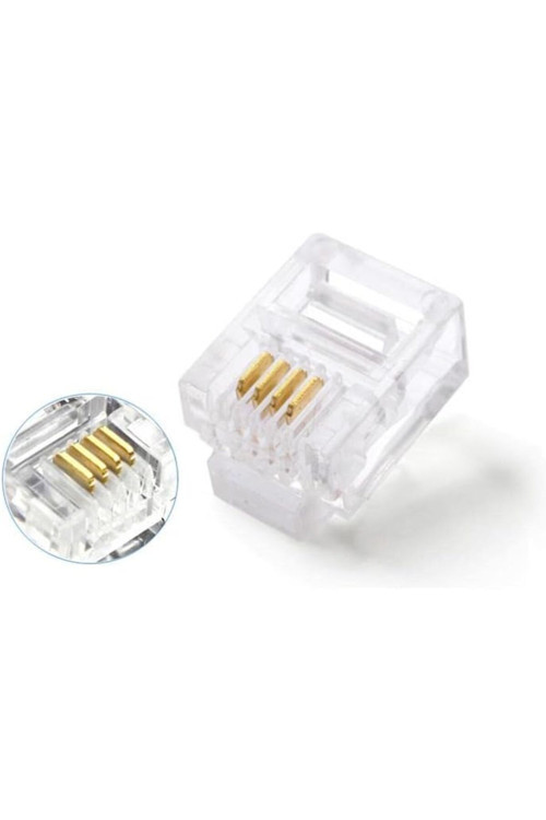 Plus Px-6P4C Rj11 4 Pinli Konnektör, Rj11 Jack, 6P4C Jack, Rj11 Telefon Kablo Ucu 100 Lü Paket