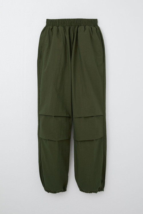 Kız Çocuk Paraşüt Jogger Paça Pantolon 6-12 Yaş, Haki Yeşil