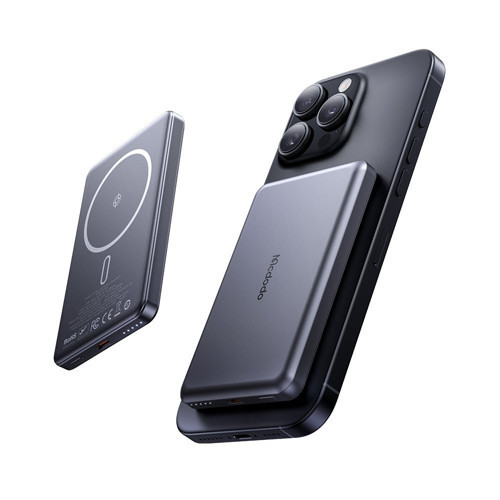 MC-4641 20W 5000MAH Metal Ultra İnce Kablosuz PowerBank Siyah