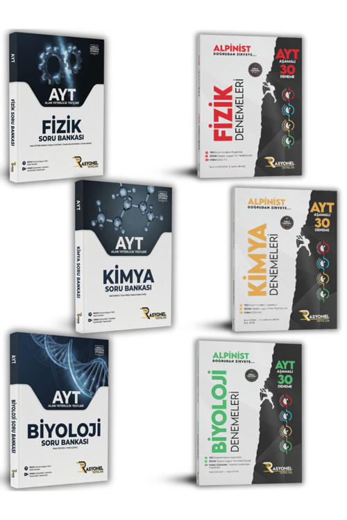 Rasyonel Yayınları Ayt Fizik-Kimya-Biyoloji Soru Bankaları- Fizik-Kimya-Biyoloji Aşamalı Deneme Setleri (Ösym Ayarında)