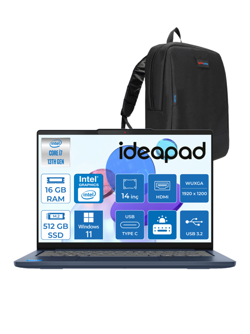 Ideapad Slim 5 14IRH10 Intel Core I7 13620H 16GB Ddr5 512GB SSD 14" Wuxga (1920X1200) OLED 400NITS Windows 11 Home Taşınabilir Bilgisayar 83HR004CTRH01 + Zetta Çanta