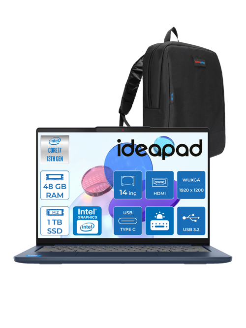 Ideapad Slim 5 14IRH10 Intel Core I7 13620H 48GB Ddr5 1tb SSD 14" Wuxga (1920X1200) OLED 400NITS Freedos Taşınabilir Bilgisayar 83HR004CTRF18 + Zetta Çanta