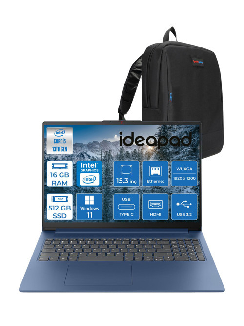 Ideapad Slim 3 15IRH10 Intel Core I5 13420H 16GB 512GB SSD Windows 11 Home 15.3" Wuxga (1920X1200) IPS 300NITS Taşınabilir Bilgisayar 83K10062TRH01 + Zetta Çanta