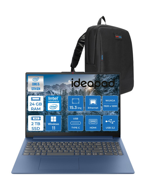 Ideapad Slim 3 15IRH10 Intel Core I5 13420H 24GB 1tb SSD + 1tb SSD Windows 11 Home 15.3" Wuxga (1920X1200) IPS 300NITS Taşınabilir Bilgisayar 83K10062TRH06 + Zetta Çanta