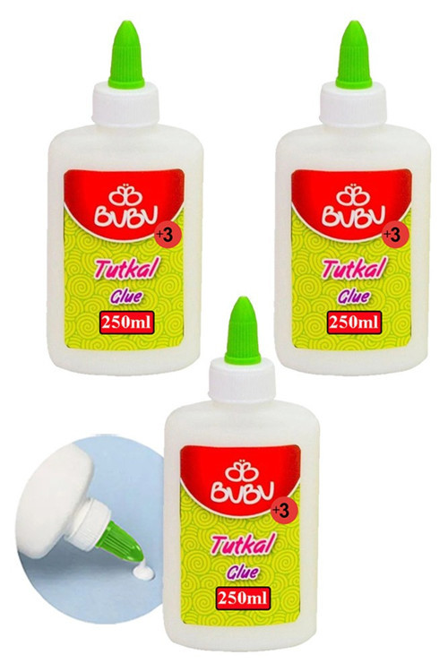 Beyaz Tutkal 250 ml 3 Adet Bubu Beyaz Mobilya Tutkalı 300 gr Ahşap Tutkalı Su Bazlı Çok Amaçlı Beyaz Tutkal