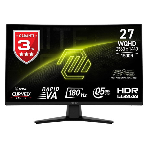 MAG 274CQF 27 2560x1440 180Hz 0.5ms HDMI DP Adaptive Sync Curved 1500R Gaming Monitör
