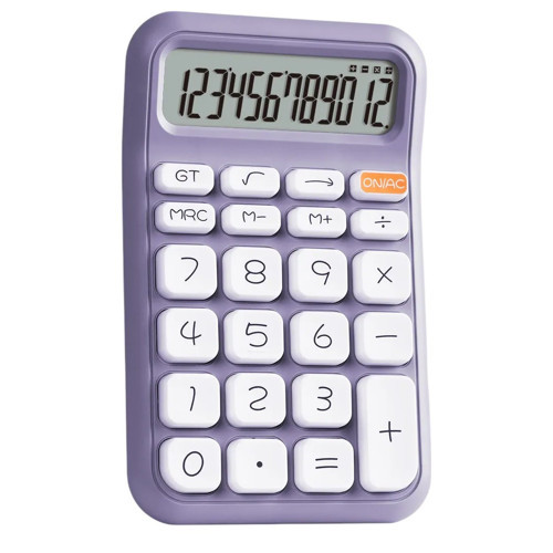 Pm-25411 Mor Renk Beyaz Tuş 12 Haneli Hesap Makinesi 150x90mm