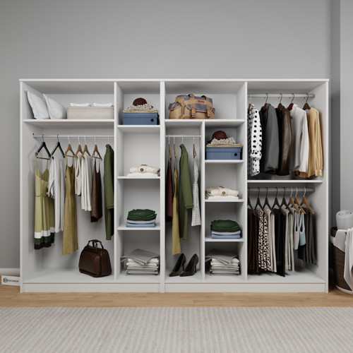 Kardelen Serisi Beyaz 7 Kapaklı 10 Raflı 260 Cm Elbise Dolabı - Gardırop Seti, Derinlik : 50 Cm 180x260x51 cm