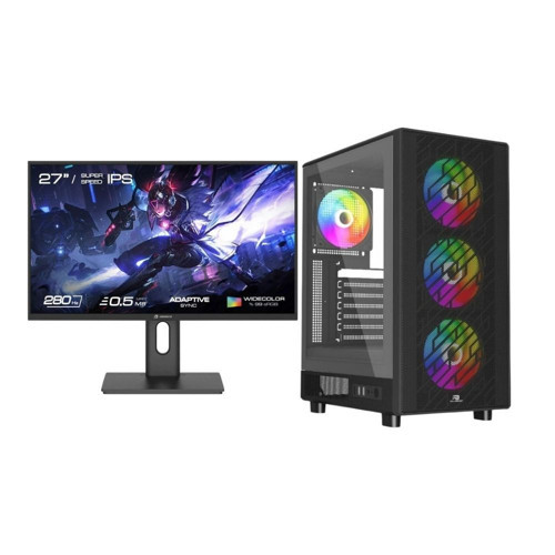 PB A600B RGB Kasa Amd Ryzen 4700S 16 GB 128 GB SSD RX550 2 GB W11 Pro + GB 27" Monitör
