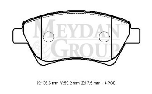 Renault Scenic 2 03/07 Ön Fren Balatası (Kablosuz)(di̇sk)(136,6x59,2x17,5)(fmk)