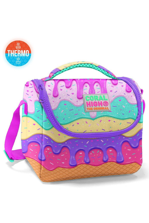 1+ Kids Pembe Rengarenk Dondurma Desenli Thermo Beslenme Çantası 11731 Back To School 100% Materyal
