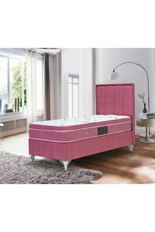 Tek Kişilik Solid Lila Set Yatak + Baza + Başlık