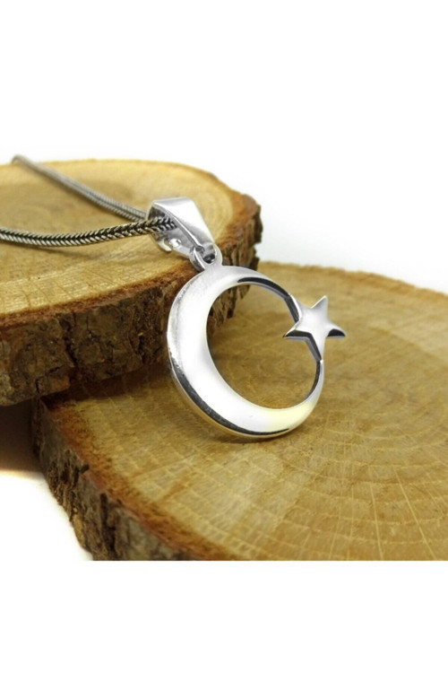 Ayyıldız Model Erkek Gümüş Kolye Zincir Gklayyıldız-Gms