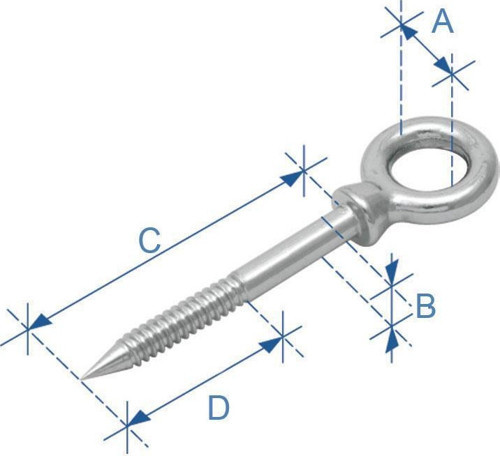 Gözlü Ağaç Vidası, Inox 316, 12x160Mm