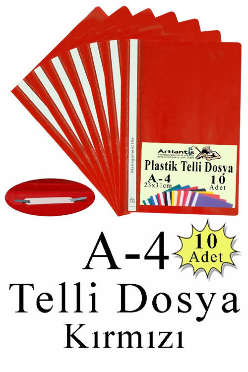 Telli Dosya Plastik A4 10 lu 1 Paket Poşet Dosyalara Uyumlu Ekonomik Kaliteli Şeffaf Kapak Telli Dosya Okul Büro Ofis