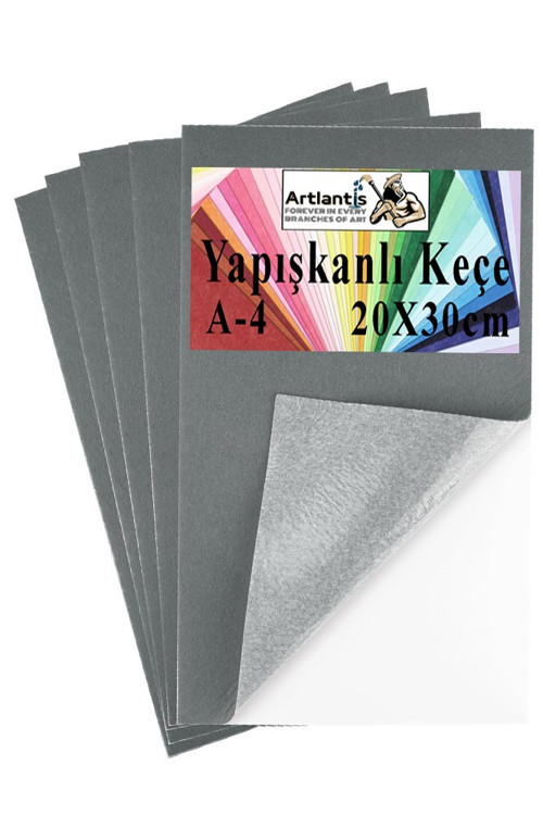 Yapışkanlı Keçe A4 20X30 cm 5 li 1 Paket 2.0 mm Kendinden Yapışkanlı Renkli Hobi Keçesi Elişi Keçe Kumaşı Anasınıfı Kreş