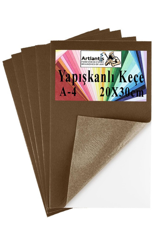 Yapışkanlı Keçe A4 20X30 cm 5 li 1 Paket 2.0 mm Kendinden Yapışkanlı Renkli Hobi Keçesi Elişi Keçe Kumaşı Anasınıfı Kreş