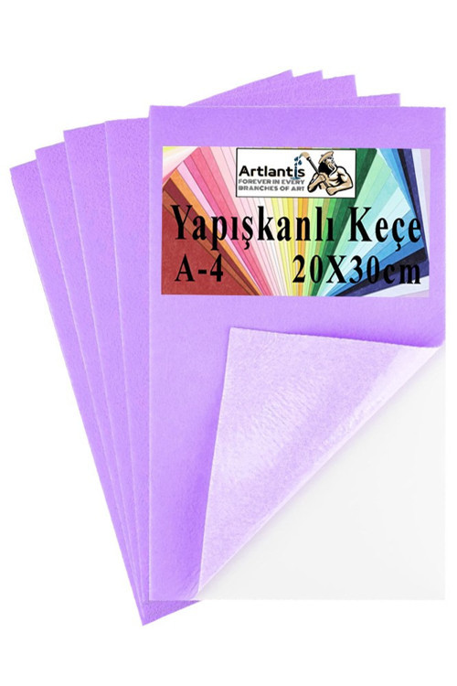 Yapışkanlı Keçe A4 20X30 cm 5 li 1 Paket 2.0 mm Kendinden Yapışkanlı Renkli Hobi Keçesi Elişi Keçe Kumaşı Anasınıfı Kreş