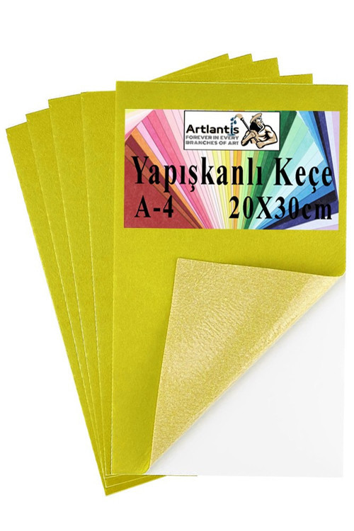 Yapışkanlı Keçe A4 20X30 cm 5 li 1 Paket 2.0 mm Kendinden Yapışkanlı Renkli Hobi Keçesi Elişi Keçe Kumaşı Anasınıfı Kreş