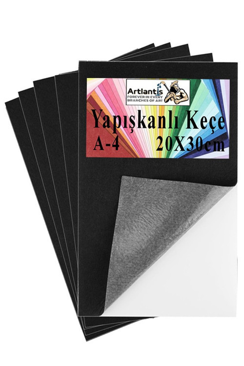 Yapışkanlı Keçe A4 20X30 cm 5 li 1 Paket 2.0 mm Kendinden Yapışkanlı Renkli Hobi Keçesi Elişi Keçe Kumaşı Anasınıfı Kreş