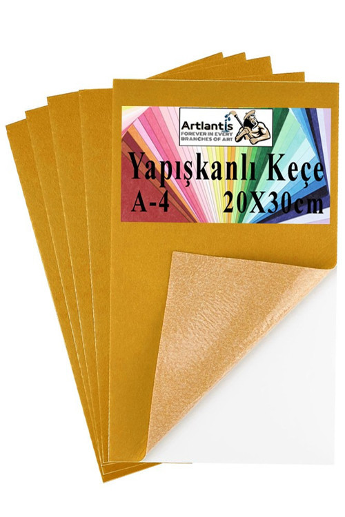 Yapışkanlı Keçe A4 20X30 cm 5 li 1 Paket 2.0 mm Kendinden Yapışkanlı Renkli Hobi Keçesi Elişi Keçe Kumaşı Anasınıfı Kreş