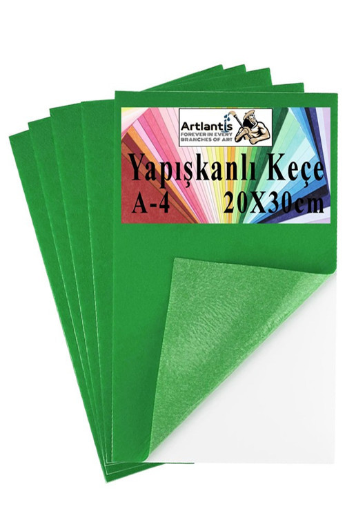 Yapışkanlı Keçe A4 20X30 cm 5 li 1 Paket 2.0 mm Kendinden Yapışkanlı Renkli Hobi Keçesi Elişi Keçe Kumaşı Anasınıfı Kreş