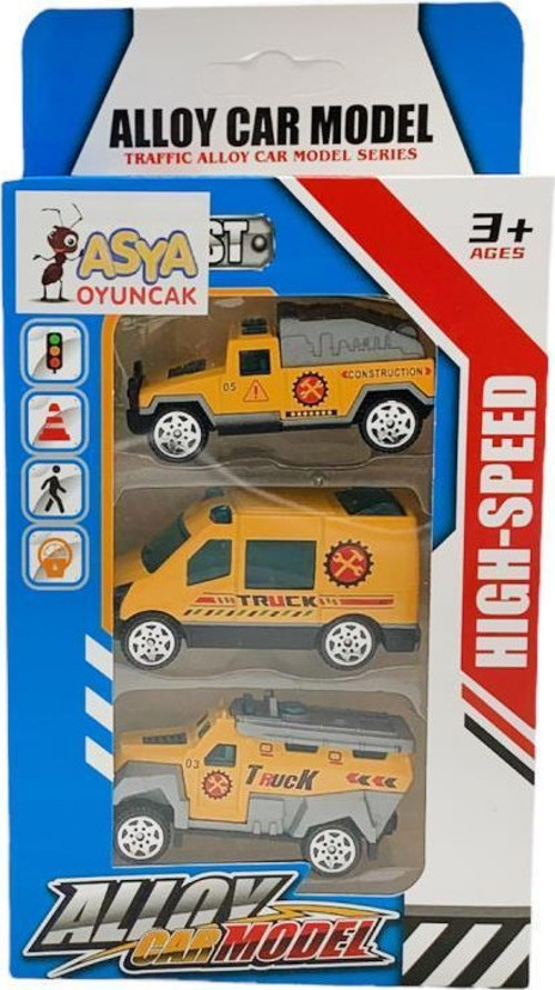 Oyuncak 3'lü Metal Die-Cast İnşaat Oyuncak Araçları