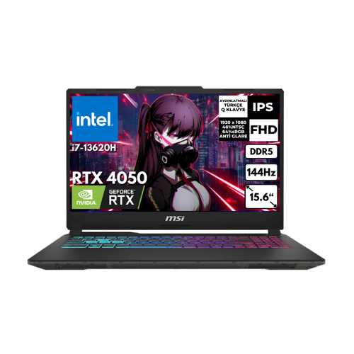 MSI Cyborg 15 i7-13620H 32 GB 512 GB SSD 6GB RTX4050 15.6" FHD 144Hz FreeDos Gaming Notebook A13VE-1479XTR BT9