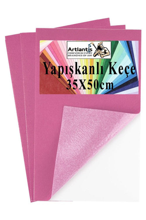 Açık Pembe Yapışkanlı Keçe 50x70 cm 3 Adet 2.0 mm Kendinden Yapışkanlı Renkli Hobi Keçesi Elişi Keçe Kumaşı Anasınıfı
